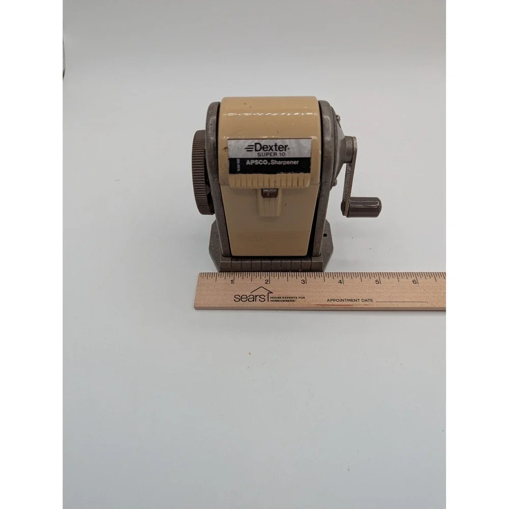 Vintage Berol Apsco Dexter Super 10 Manual Pencil Sharpener Industrial Tan Brown